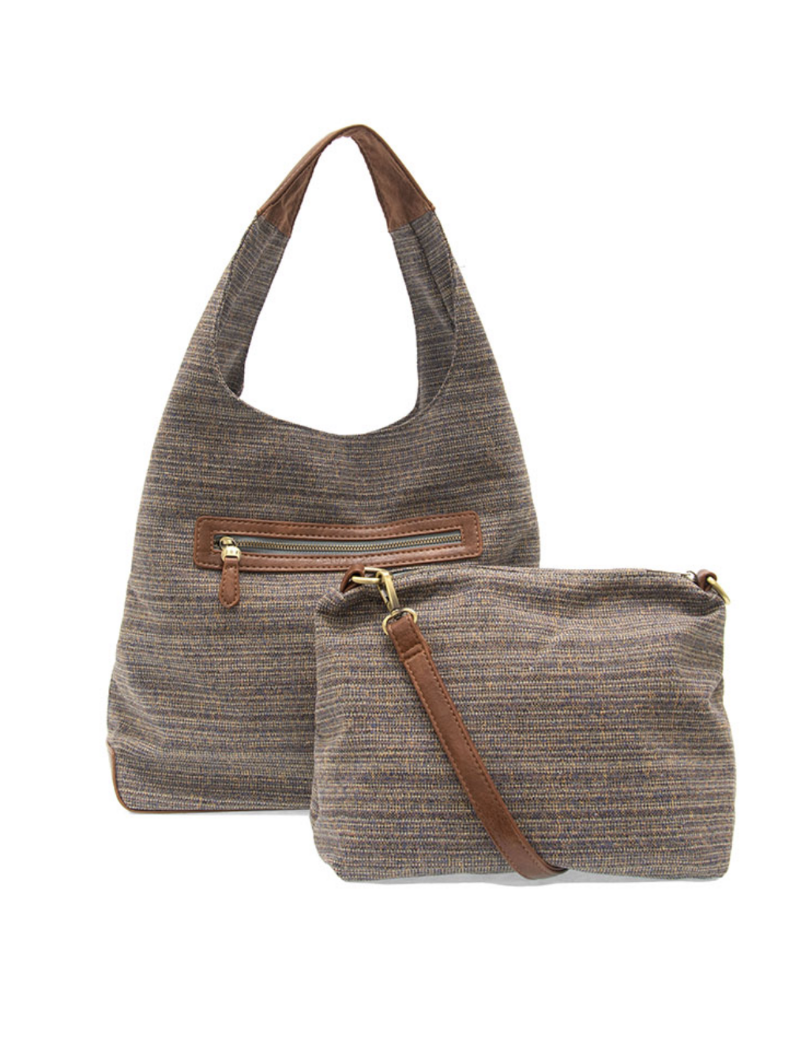 Elena Tweed Hobo Bag - Dusty Blue