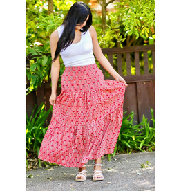 Block Printed Tiered Cotton Skirt