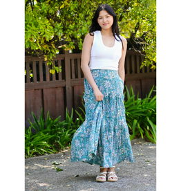 Block Printed Tiered Cotton Skirt