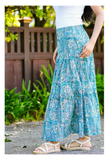 Block Printed Tiered Cotton Skirt