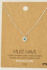 Jeweled Eyeball Round Pendant Necklace - Silver