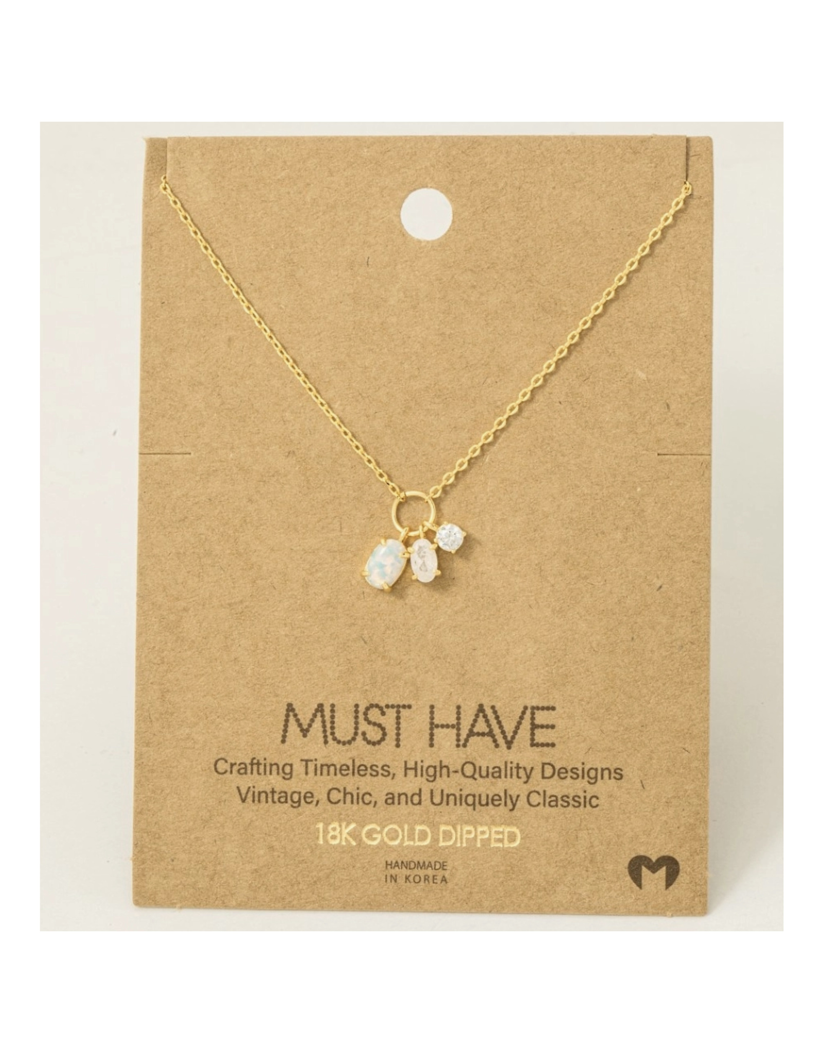 Dainty Opal Crystal Charm Necklace