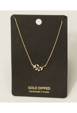 Gold Dipped Floral Leaf Charm Necklace
