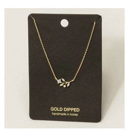 Gold Dipped Floral Leaf Charm Necklace