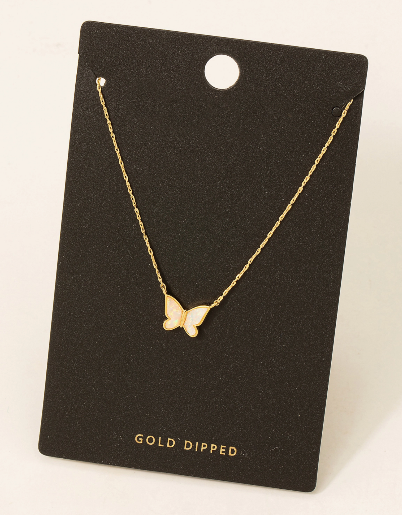 Gold Dipped Opal Butterfly Necklace