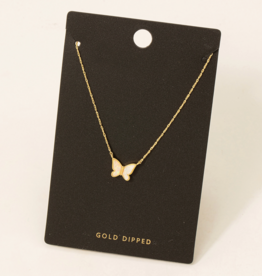 Gold Dipped Opal Butterfly Necklace