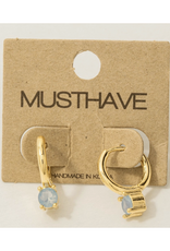 Gold Dipped Round Gem Hoop Earrings