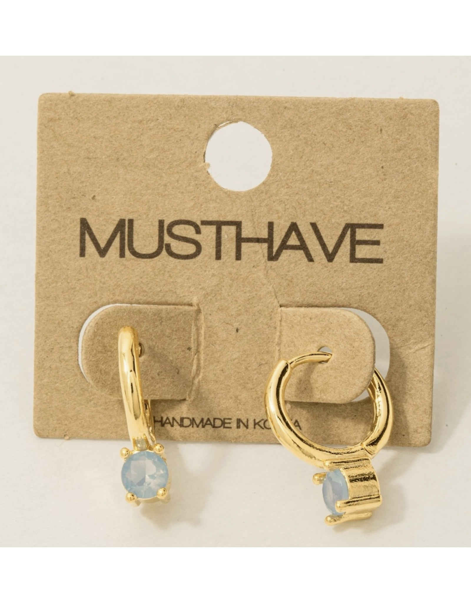 Gold Dipped Round Gem Hoop Earrings