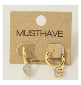 Gold Dipped Round Gem Hoop Earrings