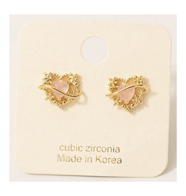 Halo Heart Stud Earrings