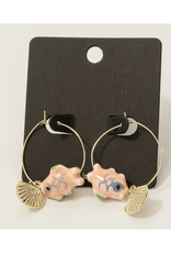 Pink Seashell & Fish Earrings