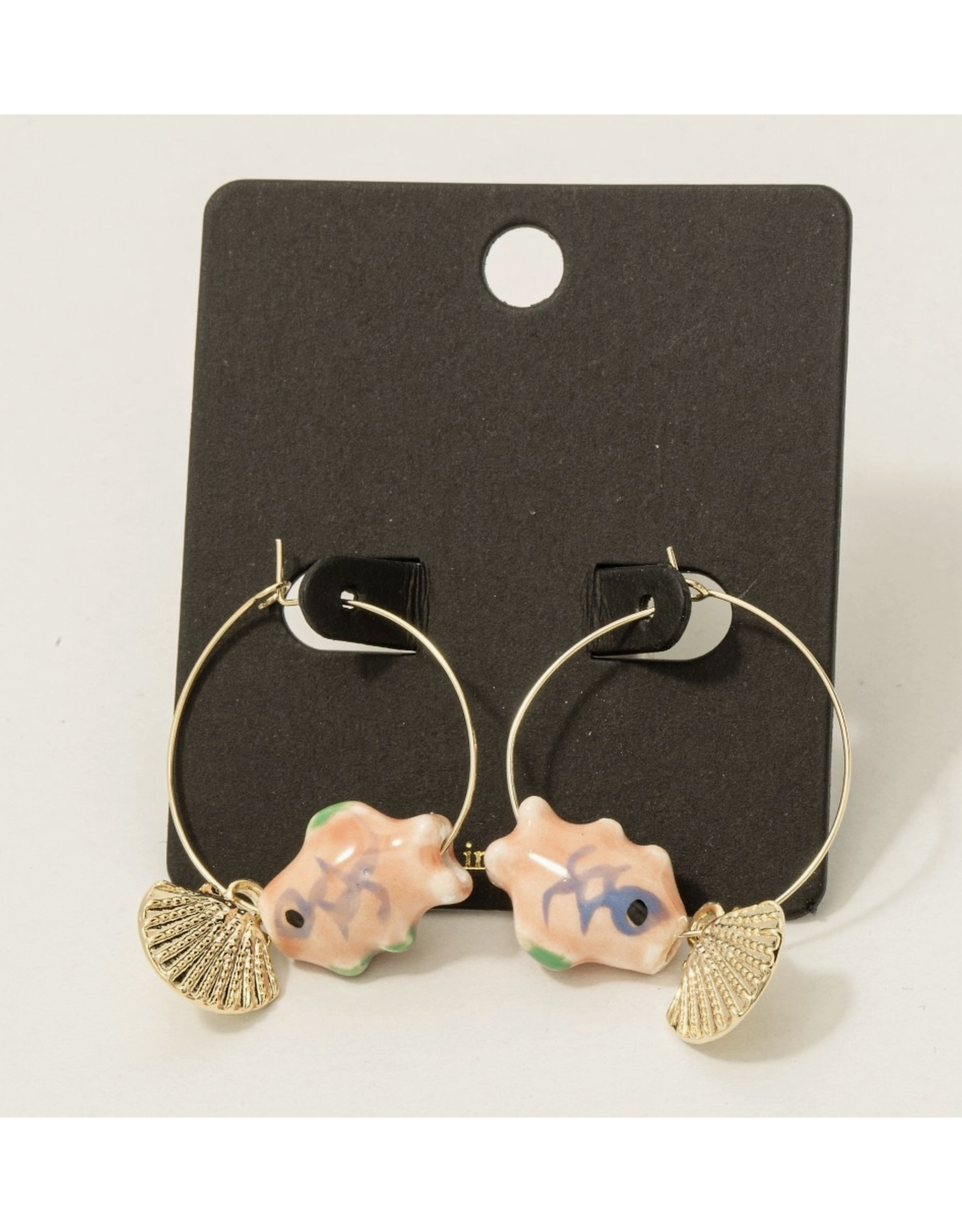 Pink Seashell & Fish Earrings