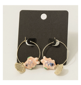 Pink Seashell & Fish Earrings
