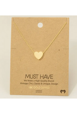 Brushed Heart Necklace - Gold