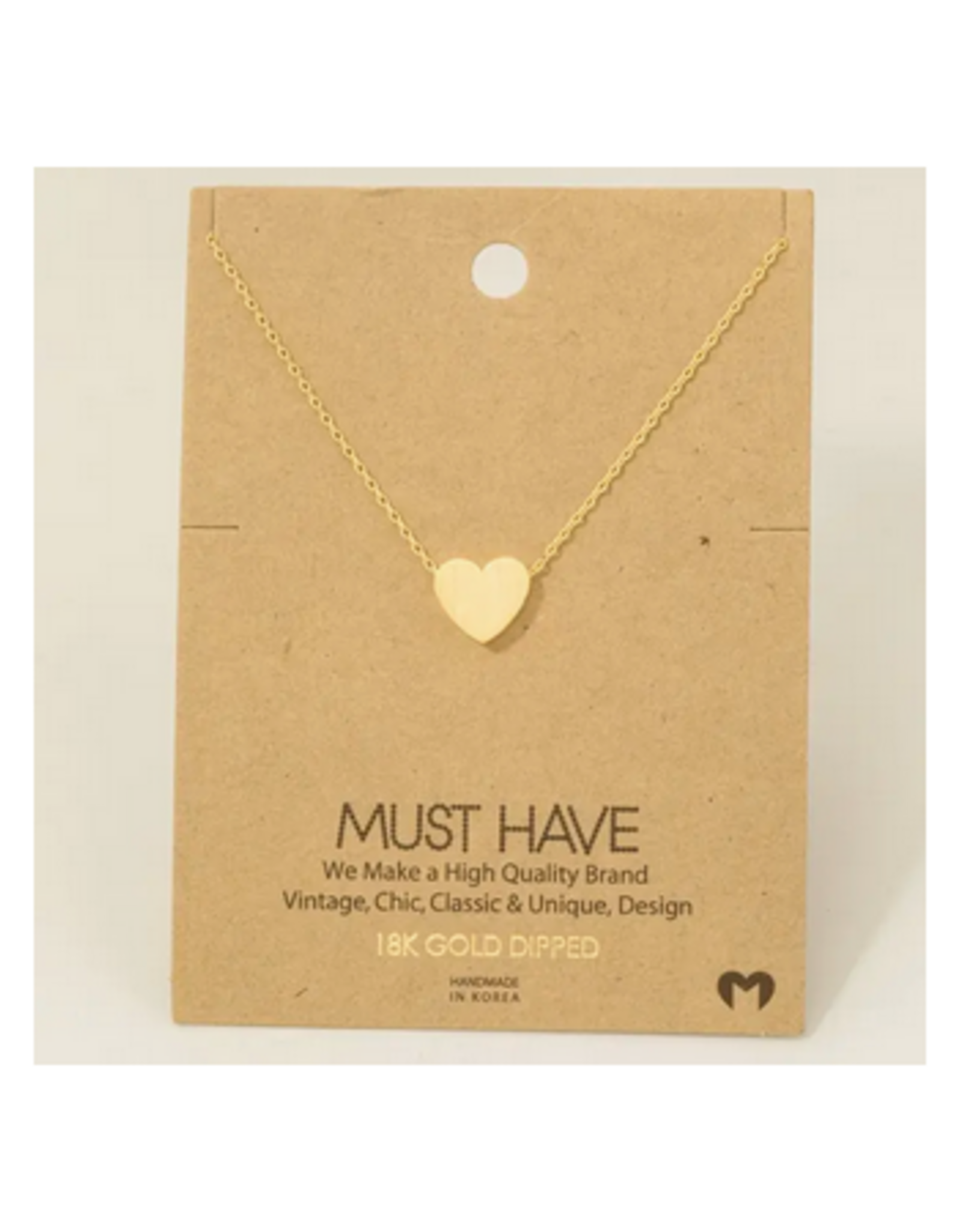 Brushed Heart Necklace - Gold