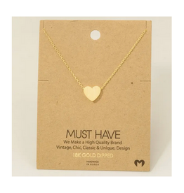 Brushed Heart Necklace - Gold