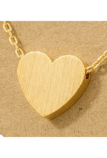 Brushed Heart Necklace - Gold