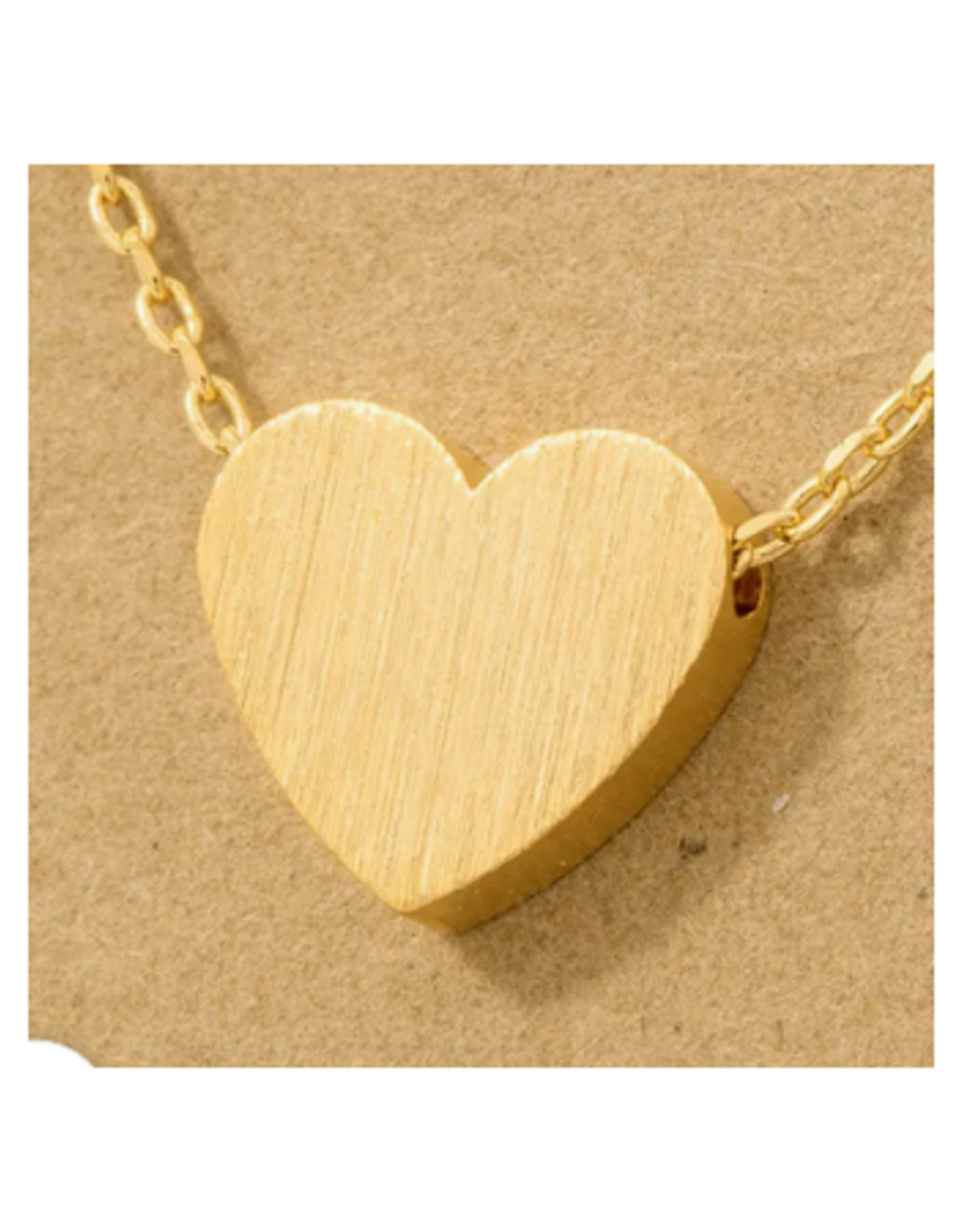 Brushed Heart Necklace - Gold