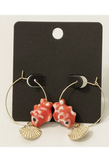 Red Seashell & Fish Earrings