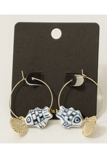 White and Blue Seashell & Fish Earrings