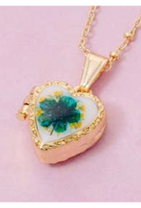 Blue Pressed Flower Locket Necklace