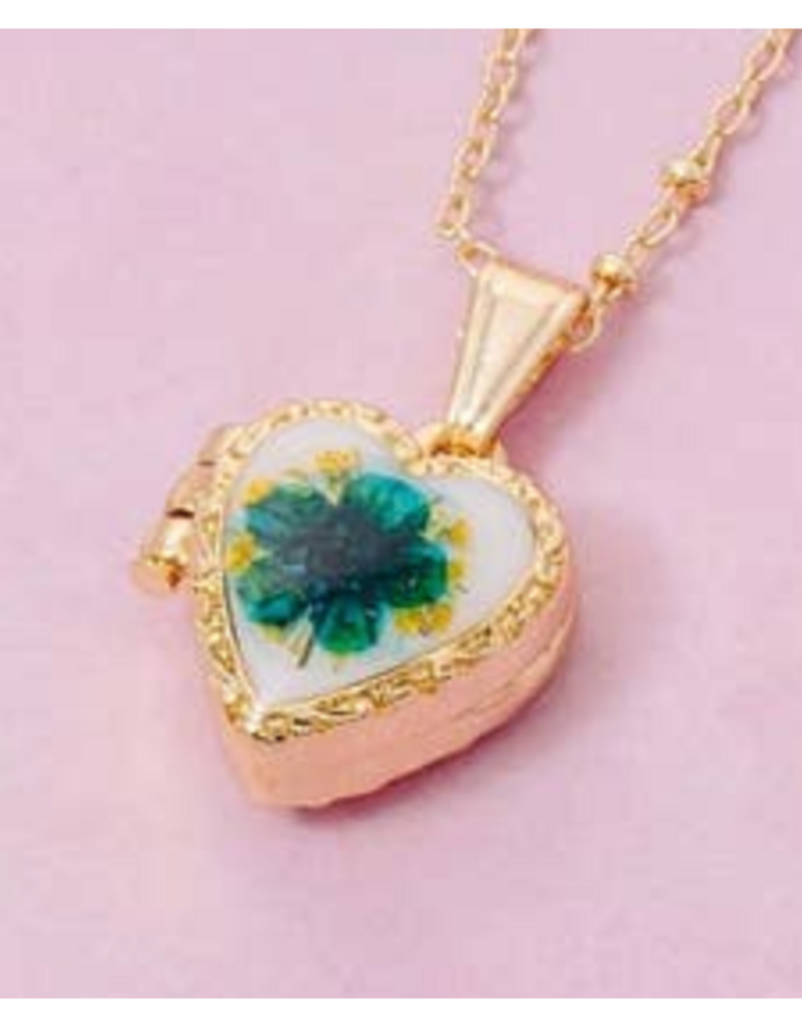 Blue Pressed Flower Locket Necklace