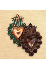 Oxidized Copper Heart Milagro - Large