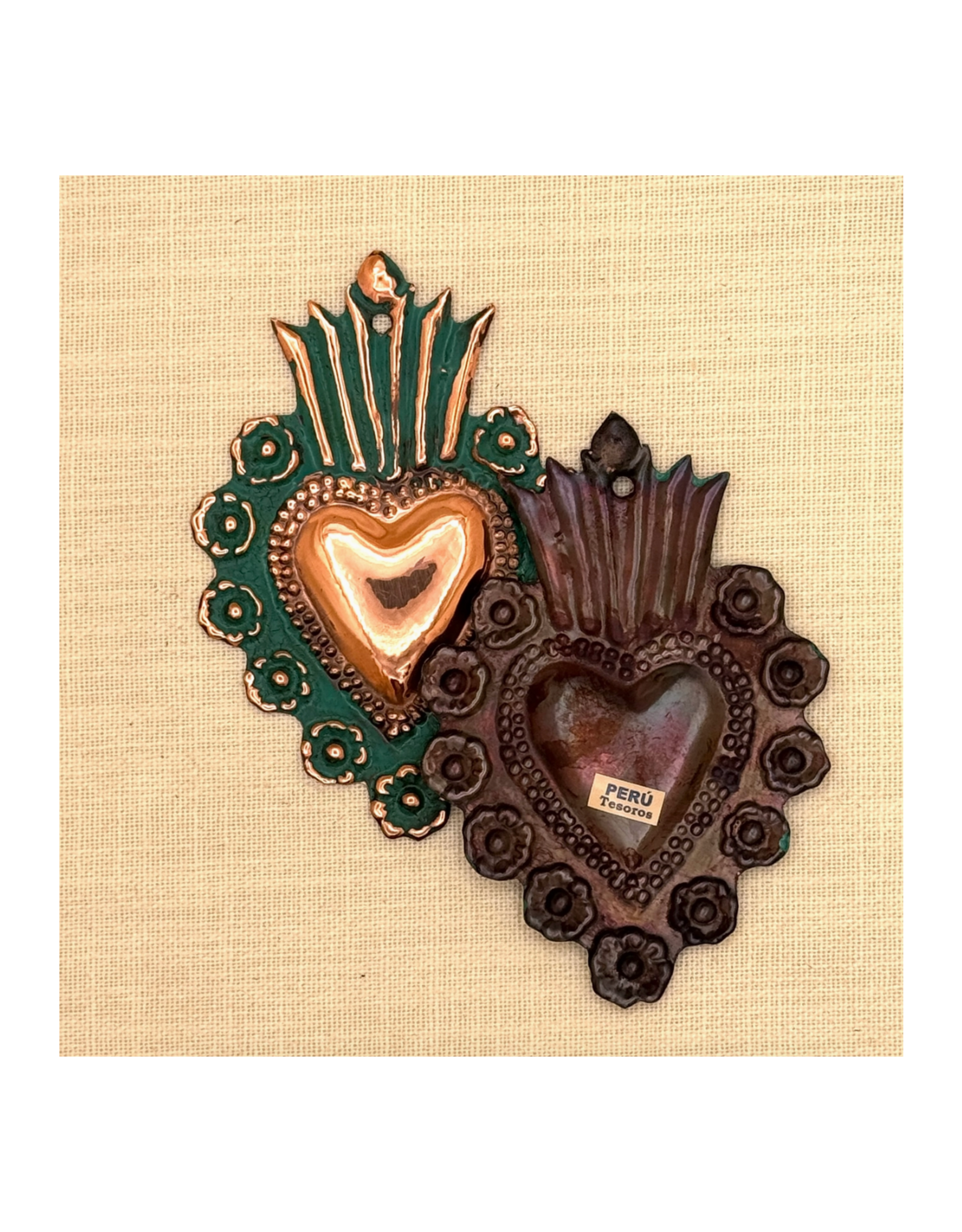 Oxidized Copper Heart Milagro - Large