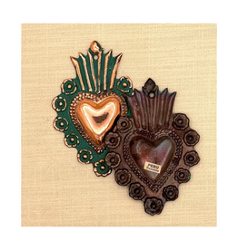 Oxidized Copper Heart Milagro - Large