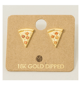 Pizza Slice Stud Earrings - Gold