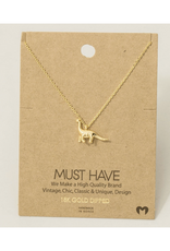 Gold Brachiosaurus Dino Pendant Necklace
