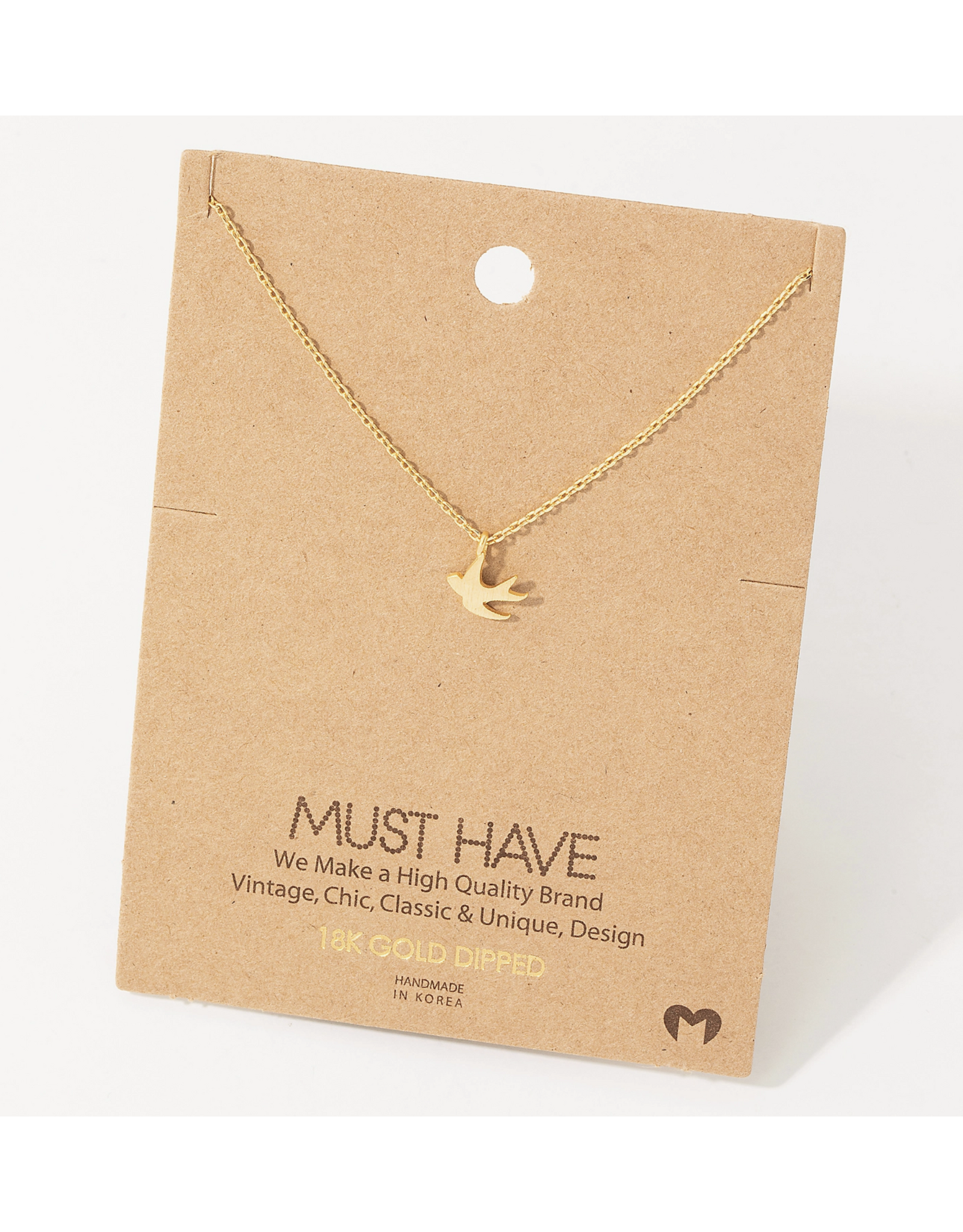 Dainty Bird Pendant Necklace - Gold
