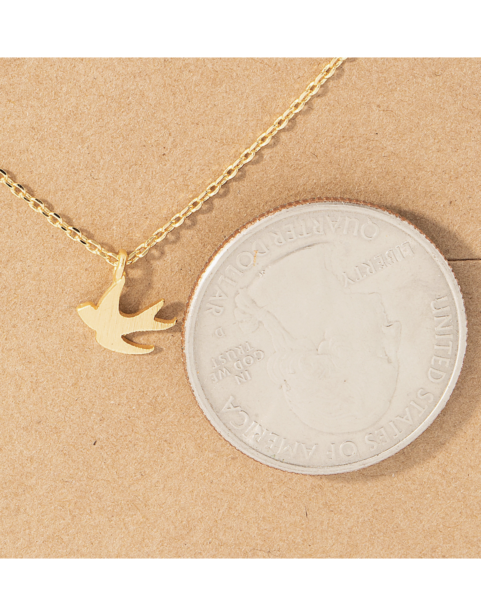 Dainty Bird Pendant Necklace - Gold