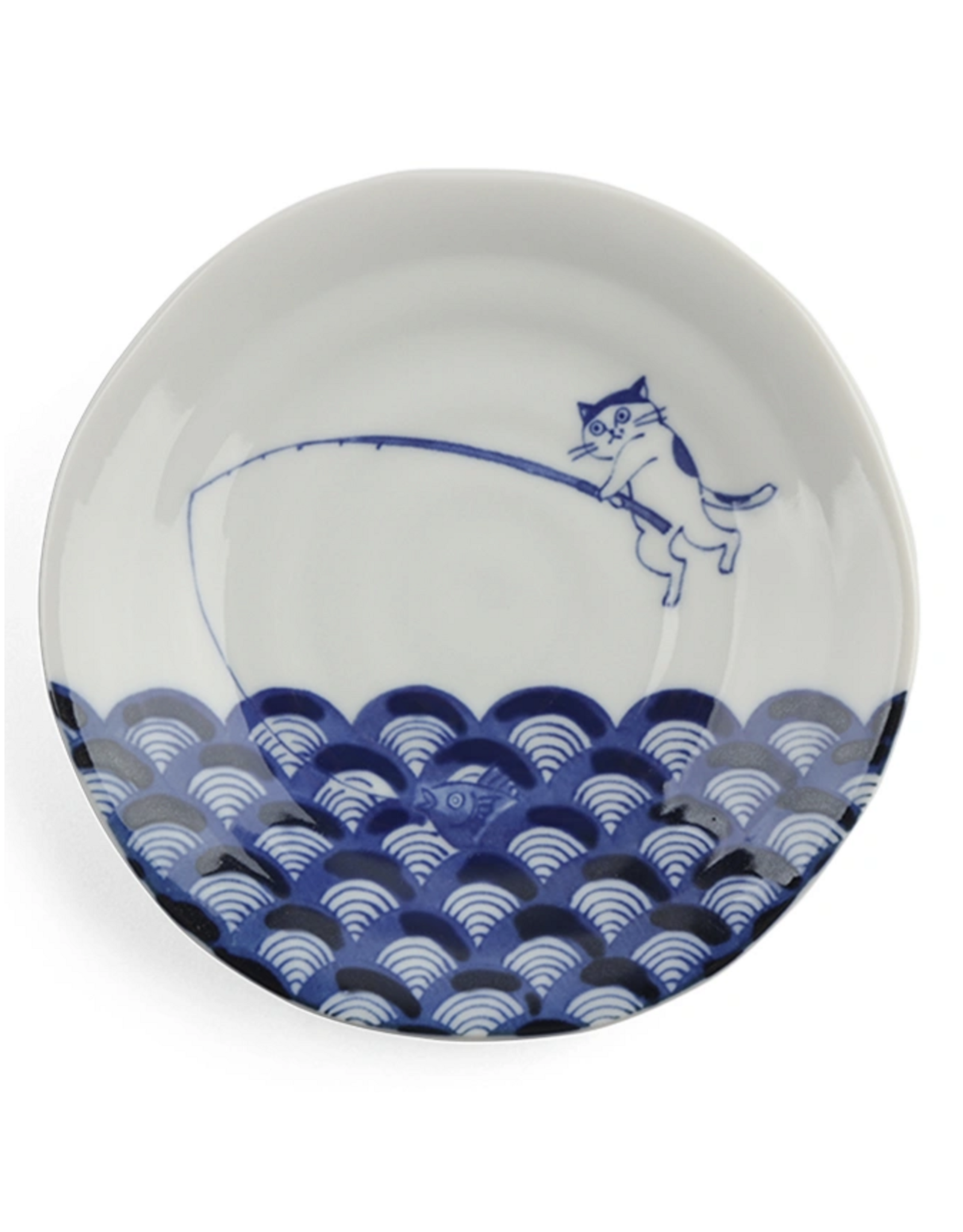 Blue & White Fishing Cat Plate