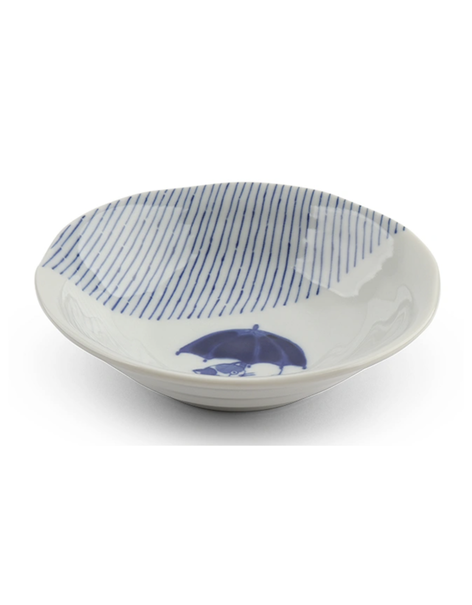Blue & White Rainy Day Cat Bowl
