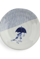 Blue & White Rainy Day Cat Plate