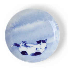 Blue Cat Playing Plate - 6.25"