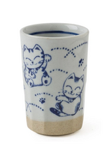 Blue Fortune Cats Ceramic Cup