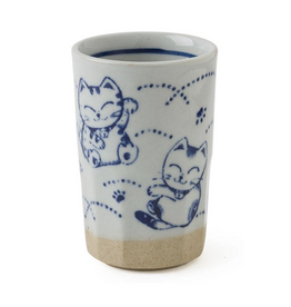 Blue Fortune Cats Ceramic Cup
