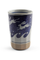 Whimsical Blue Rabbits Ceramic Cup