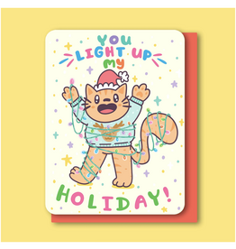 You Light Up My Holiday Cat Greeting Card