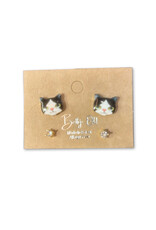 Tuxedo Cat Stud Earrings