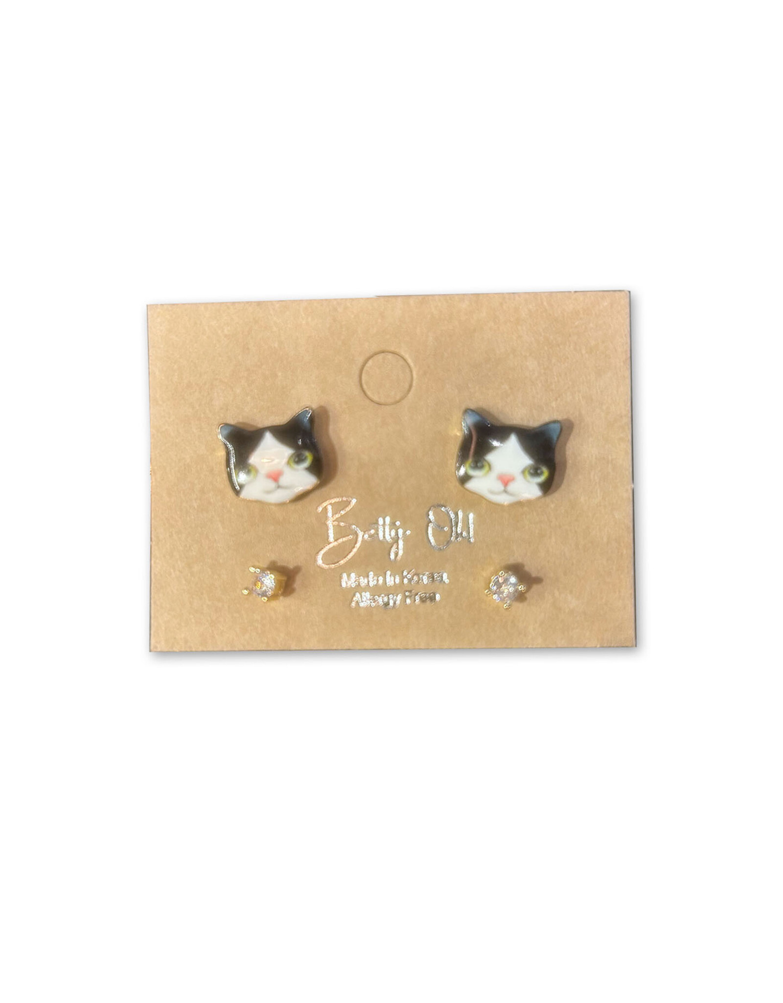 BettyOh Inc. Tuxedo Cat Stud Earrings