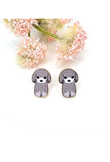 Gray Poodle Stud Earrings