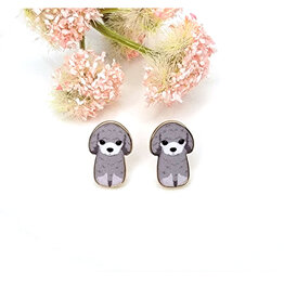 BettyOh Inc. Gray Poodle Stud Earrings