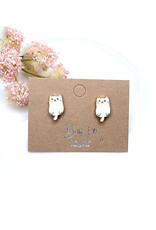 BettyOh Inc. White Sitting Cat Stud Earrings