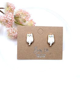 BettyOh Inc. White Sitting Cat Stud Earrings