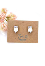 Gray Sitting Cat Stud Earrings