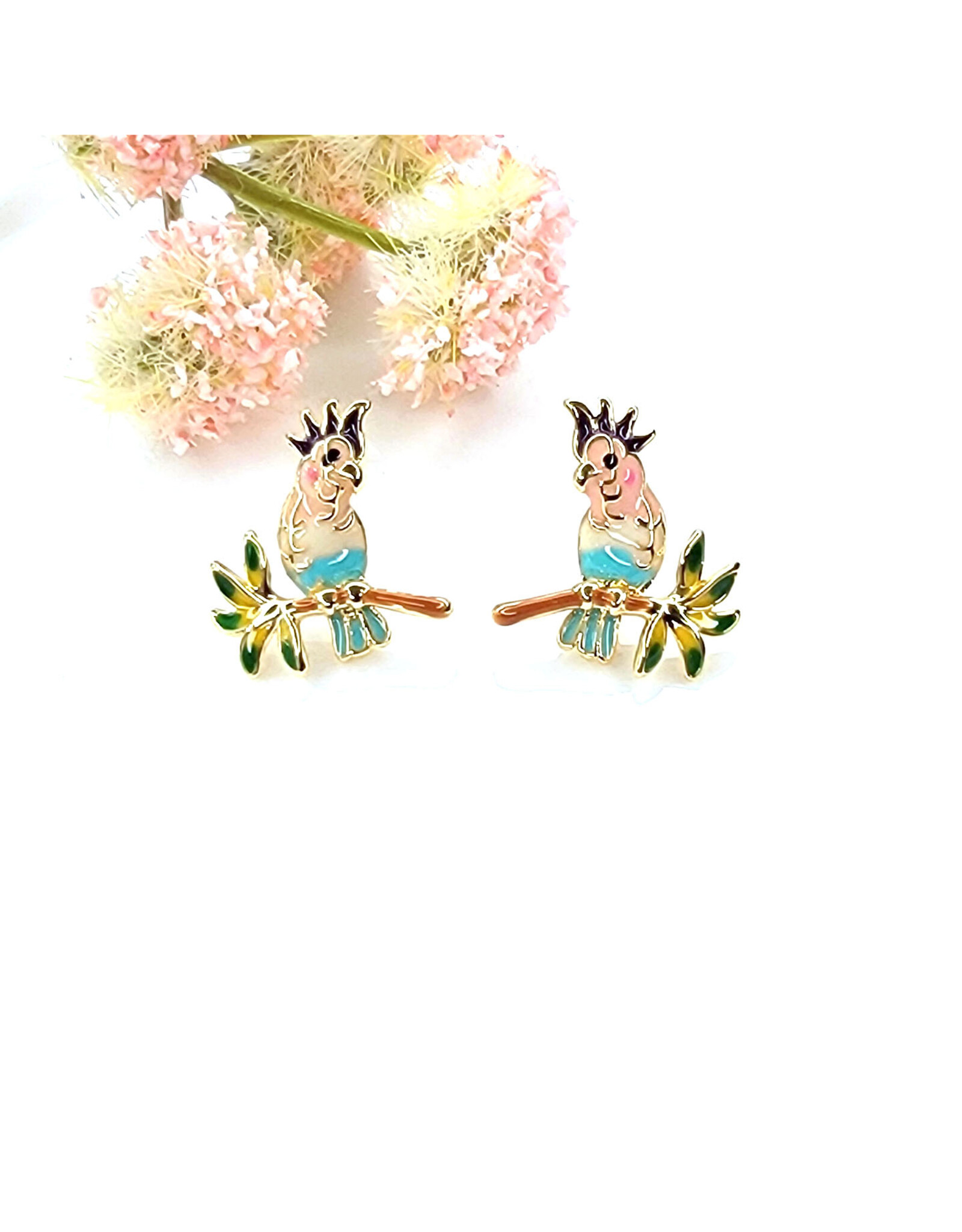 BettyOh Inc. Pink Cockatoo Stud Earrings