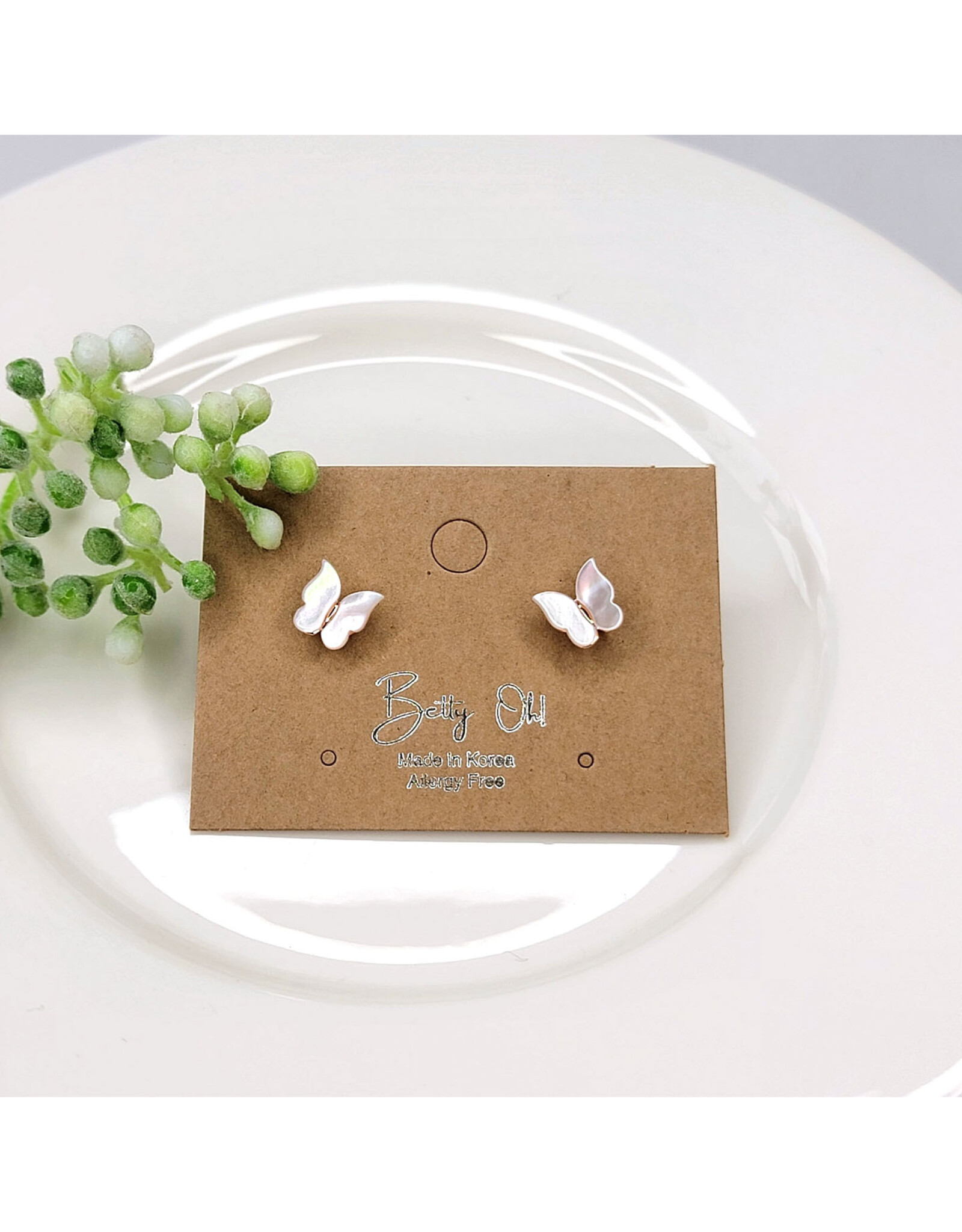 Mother of Pearl Butterfly Stud Earrings